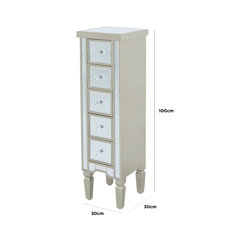 Vienna Dark Champagne 5 Drawers Tallboy