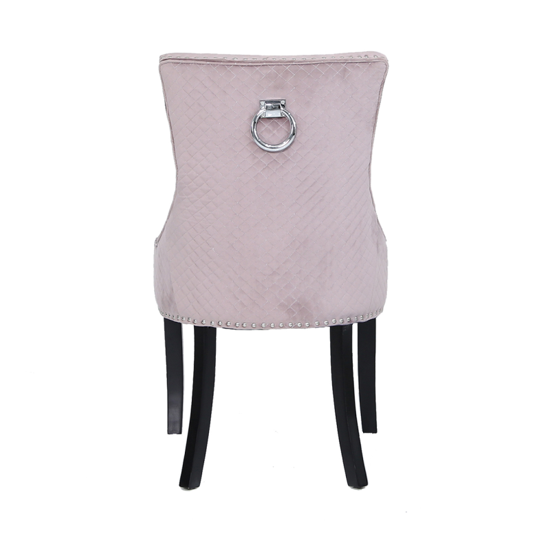 Chester Pink Velvet Dining Chair With Ring Diamond Back
