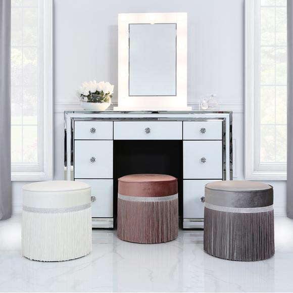 Beau Round Stool with Diamante Band *(Available in 3 colours)