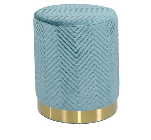 Sloan Mint Green Patterned Round Footstool