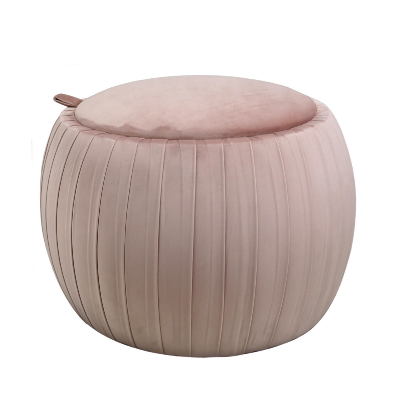 Tate Blush Pink Round Storage Stool – Deccori Home