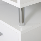 Vicky White and Chrome Bedside Table