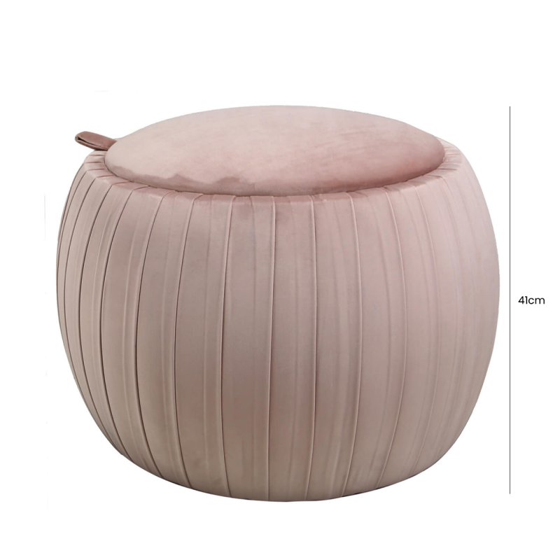 Tate Blush Pink Round Storage Stool