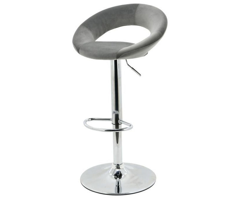 Oliver Grey Velvet Bar Stool