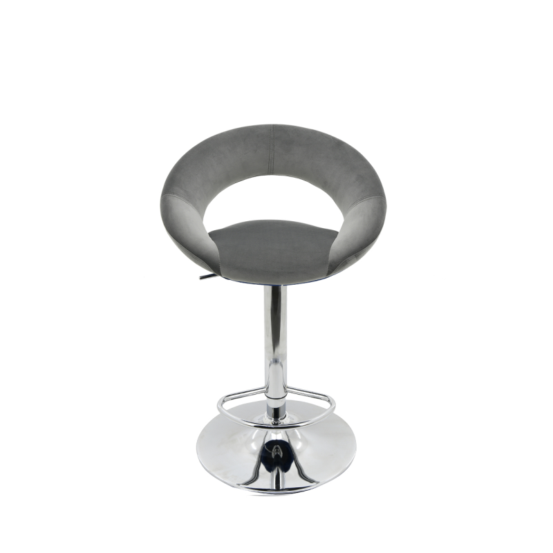 Oliver Grey Velvet Bar Stool