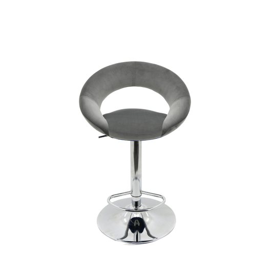 Oliver Grey Velvet Bar Stool