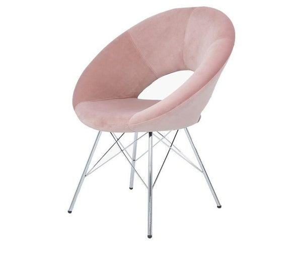 Oslo Chrome and Pink Velvet Chair