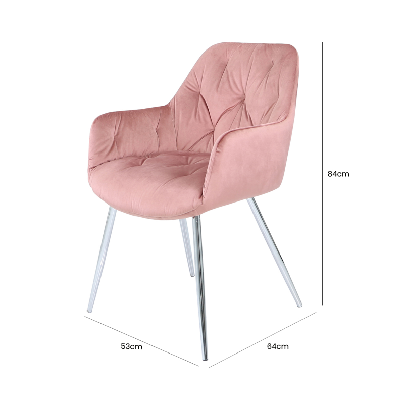 Estela Rose Pink Velvet Dining Chair