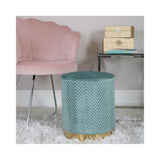 Sloan Mint Green Patterned Round Footstool