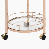 Henry Rose Gold Metal and Clear Glass Trolley