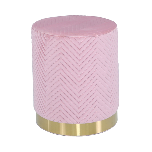 Sloan Blush Pink Patterned Round Footstool