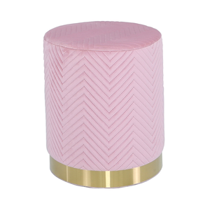 Sloan Blush Pink Patterned Round Footstool